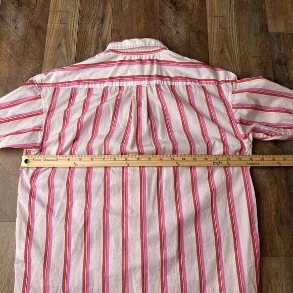 J Crew Button Down Shirt Women's Size 2XS Pink Striped Preppy Relaxed Fit 5628 - Picture 10 of 13